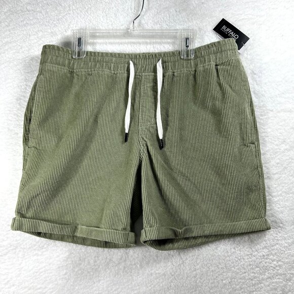 Buffalo David Bitton Mens L Sage Green Corduroy Haiden Shorts Summer Minimalist - Picture 1 of 16